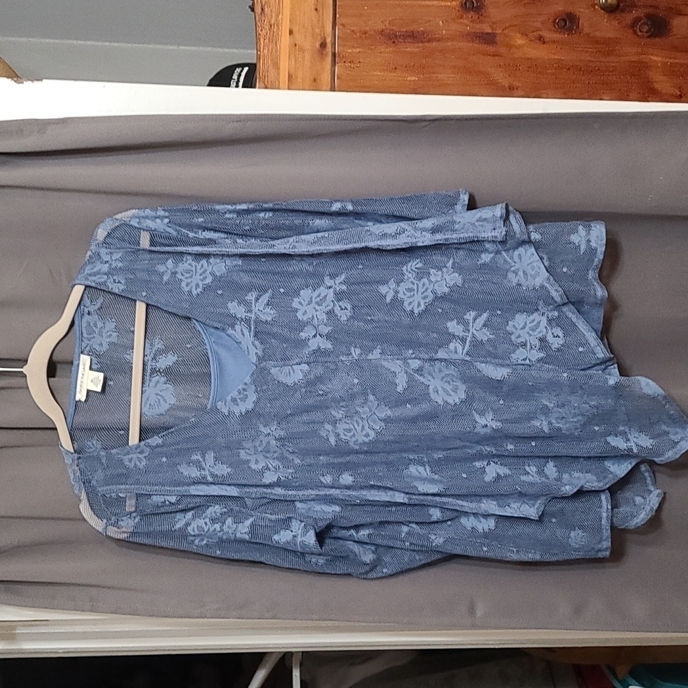 Skye's The Limit Women's Lacy BlousecW/Attached Cami Indigo‎ Blue Sz XL EUC